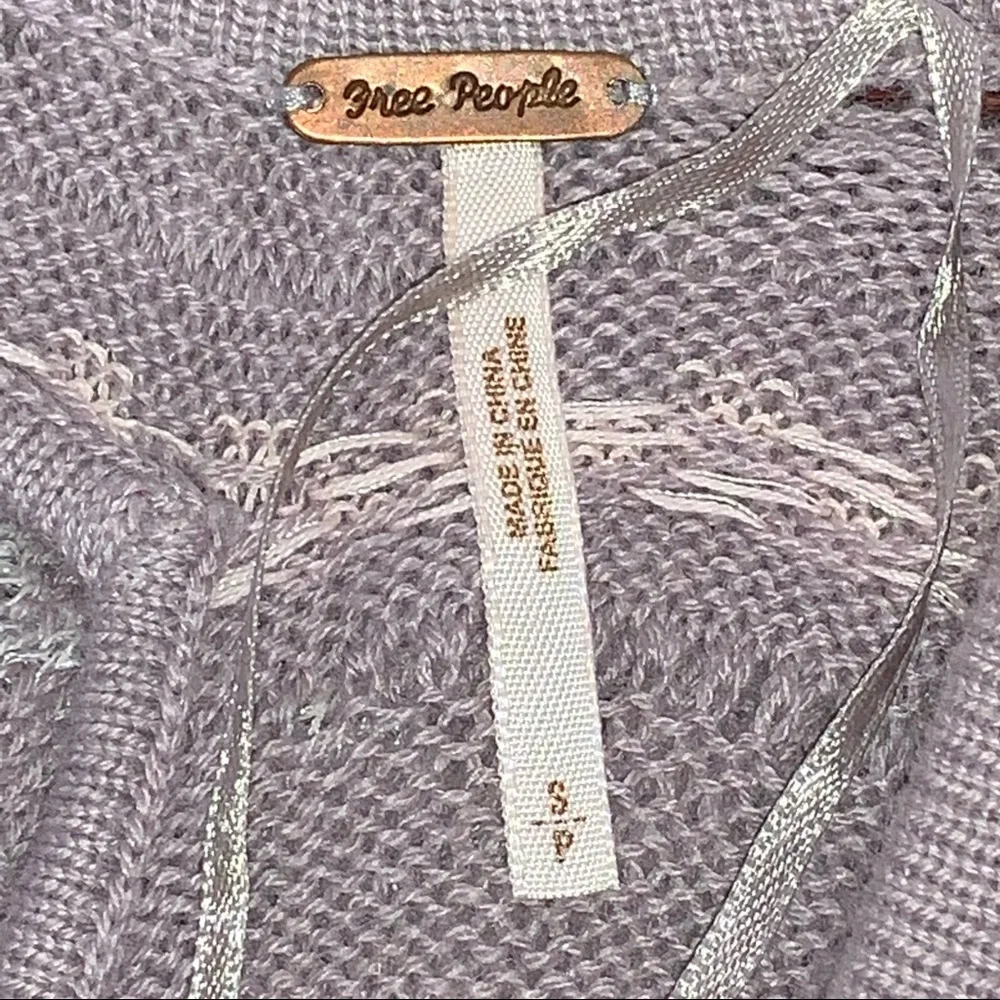 Free People Wool Fair Isle Shimmer Knit Sweater Top Gray Pink Blue S Cozy Winter - Picture 8 of 16